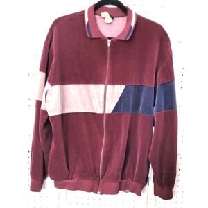 Vtg Jantzen Men's Track Jacket XL USA Bomber Colorblock Velour 80s 90s Hip Hop